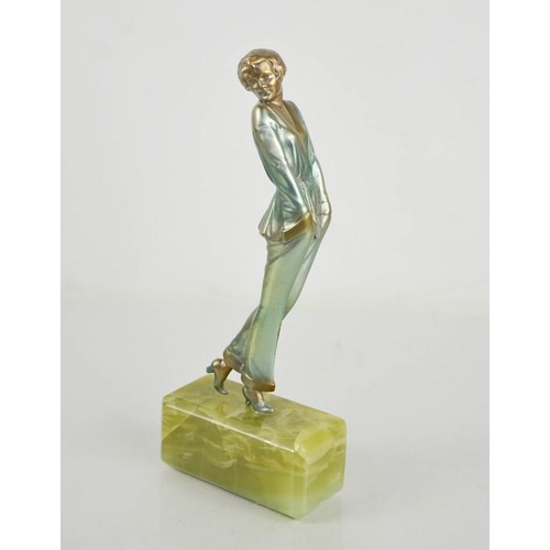 7 - Josef Lorenzl (1892-1950): Pyjama Girl, Art Deco bronze figurine circa 1930, silver patination with ... 