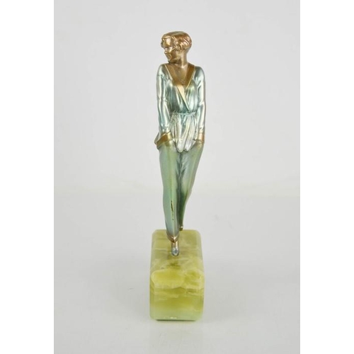 7 - Josef Lorenzl (1892-1950): Pyjama Girl, Art Deco bronze figurine circa 1930, silver patination with ... 