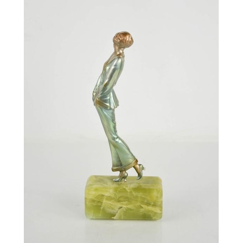 7 - Josef Lorenzl (1892-1950): Pyjama Girl, Art Deco bronze figurine circa 1930, silver patination with ... 