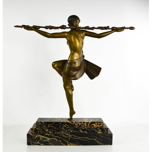 11 - Pierre LeFaguay (20th century): Dancer with Thyrssus, golden bronze patination, raised on a black ma... 