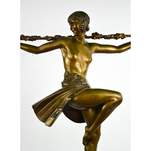 11 - Pierre LeFaguay (20th century): Dancer with Thyrssus, golden bronze patination, raised on a black ma... 