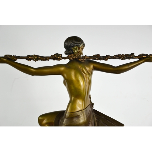 11 - Pierre LeFaguay (20th century): Dancer with Thyrssus, golden bronze patination, raised on a black ma... 