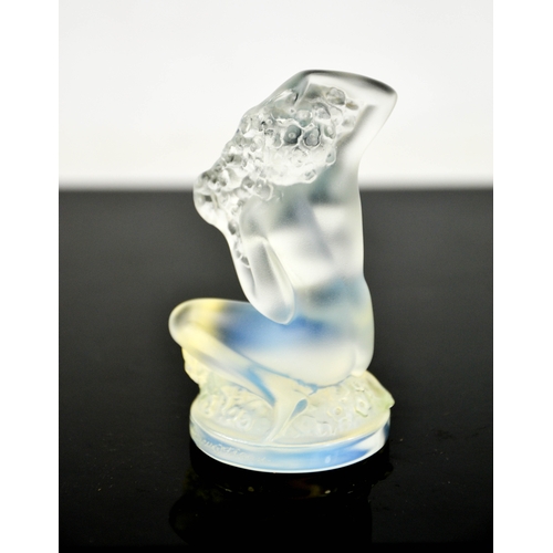 26A - Lalique France opalescent Floreal nude seated woman figurine, etched Lalique, France, 8cms tall