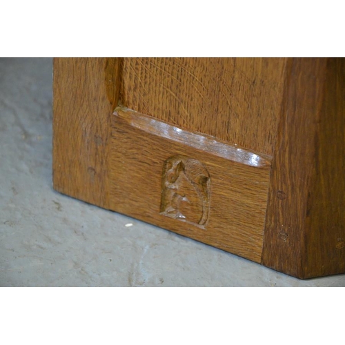 109 - An oak Wilf Hutchinson 'Squirrelman' corner cabinet, with panelled door and carved squirrel trademar... 