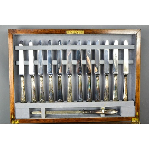 115 - A Mappin & Webb silver plated canteen of cutlery, a complete twelve place set, in the mahogany case,... 