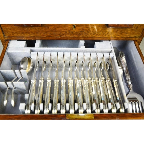 115 - A Mappin & Webb silver plated canteen of cutlery, a complete twelve place set, in the mahogany case,... 