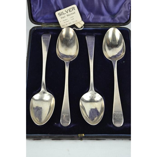 143 - A set of four 18th century George Smith silver serving spoons, London 1782 and 1783, in the original... 