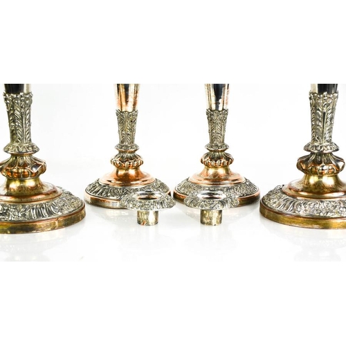 164 - A 19th century pair of interchangable candleabra / candlesticks and matching smaller pair of candles... 