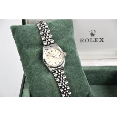 210 - A Rolex Oyster Perpetual ladies stainless steel wristwatch, together with original leather wallet wi... 