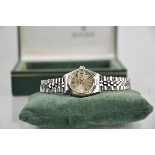 210 - A Rolex Oyster Perpetual ladies stainless steel wristwatch, together with original leather wallet wi... 