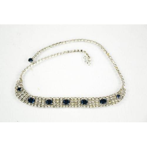 230 - A diamante dress necklace, in a diamond and sapphire style.