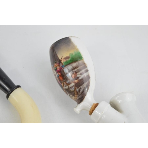 502 - A  Salzburg Tiroler carved smoking pipe bowl, ceramic Berta’s Errettung pipe and other items