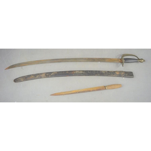 507 - A 19th century sword and sheath together with a double edged dagger, sword length 72cm