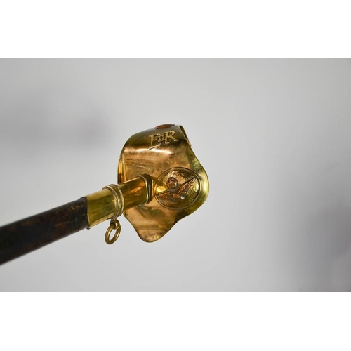 508 - An RAF dress sword with brass hilt, complete with dust sheet, and leather scabbard, with applied RAF... 