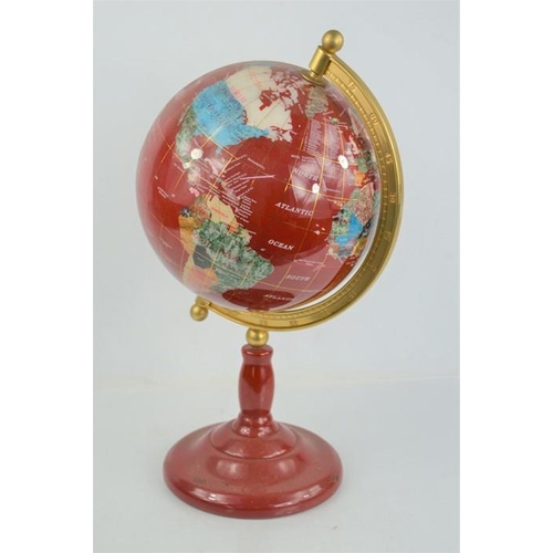 511 - A semi precious gemstone globe with metal stand , 40cm high