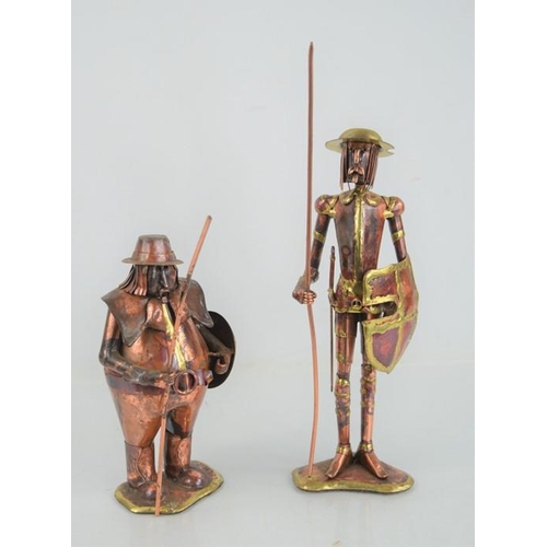 516 - Two scratch built metal figurines, signed Belmant to base, 33cm high