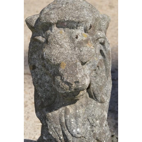 552 - A reconstituted stone lion garden ornament 61cms