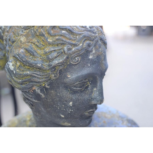 556 - A Classical style garden sculpture, female figure, reconstituted stone. 118cms