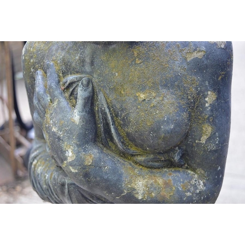 556 - A Classical style garden sculpture, female figure, reconstituted stone. 118cms