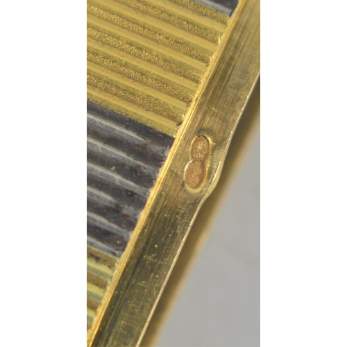 44 - Fine Imperial Russian possibly by Faberge three colour striped gold vesta case of curved rectangular... 