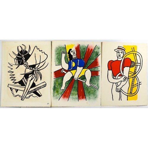 17 - Fernand Leger (French 1881-1955): three prints in colour, printed on both sides, numbered 27, 21 and... 