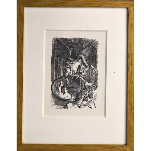 42 - Sir John Tenniel (1820-1914): The Jabberwock, with eyes of flame, wood engraving, 1985, 16 by 11.5cm... 