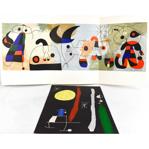 60 - Joan Miro (1893-1983): Two untitled colour prints, one 38 by 28cm and the other 81 by 38cm.