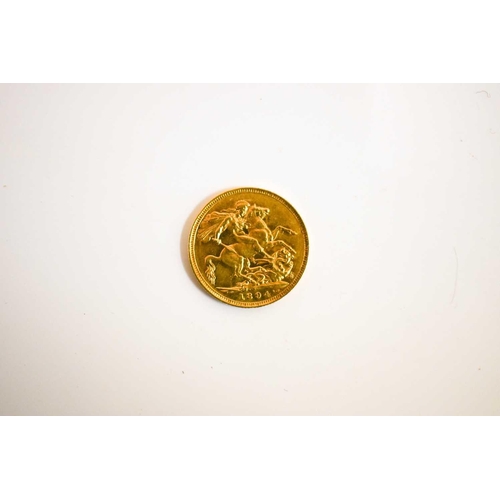 37 - A Victoria full gold sovereign dated 1894 and with Sydney mint mark.