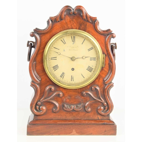 1 - A mid 19th century J. Vassalli of Scarbro bracket clock in a carved mahogany case, single fusee move... 