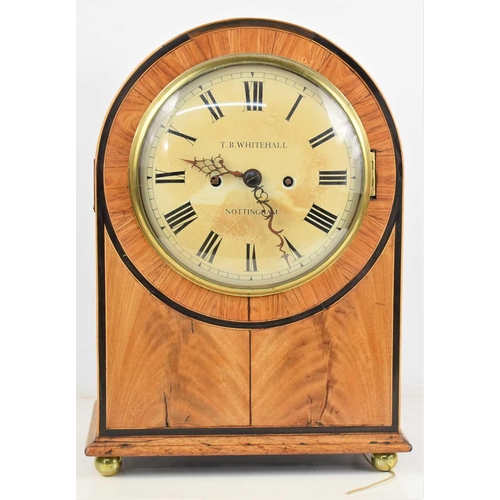 3 - A 19th centuty walnut cased bracket clock, twin fusee movement, the Roman numeral dial signed T.B Wh... 