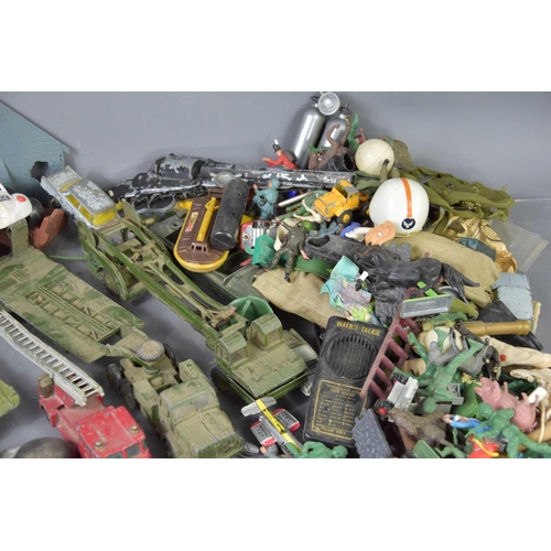 323 - A group of Lesney and Dinky diecast toys together with various Action Man accessories, plastic soldi... 