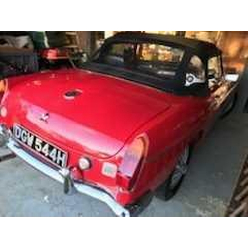 380 - A red vintage MG B Sports, 1840cc, petrol, 2 Axle-Rigid body, registration number DGW 544H, 31,540 m... 