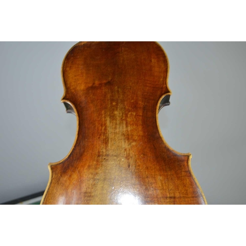 400 - A late 18th century violin, label inside which reads Joseph Rauch, lauten geigen, one piece maple ba... 