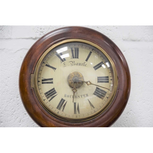 42 - A Victorian thirty hour mahogany cased wall clock with painted dial, signed S.Baurle, Rochester, 21c... 