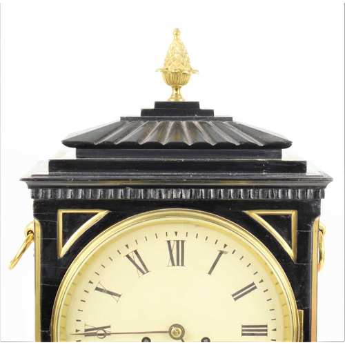 5 - A Regency eight day bracket clock in an ebonised and brass inlaid case the eight inch Roman numeral ... 