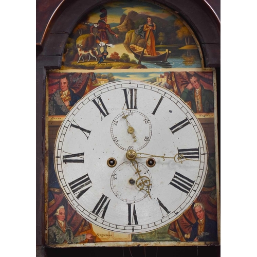 63 - A fine 19th century mahogany longcase clock with an arched painted Roman numeral dial with subsidiar... 