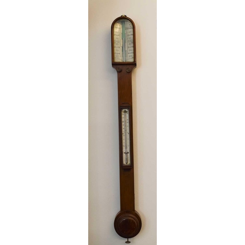 65 - A mid 19th century Gargory of 41 Bull Street, Birmingham mahogany stick barometer, mercury thermomet... 