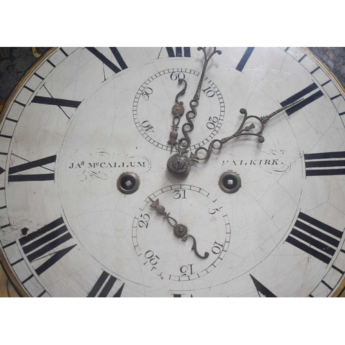 67 - A 19th century Scottish mahogany longcase clock by James McCallum of Falkirk having a painted Roman ... 