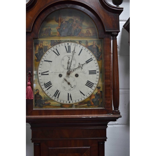 67 - A 19th century Scottish mahogany longcase clock by James McCallum of Falkirk having a painted Roman ... 