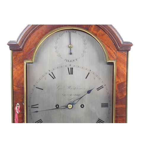 7 - A George III mahogany cased bracket clock with strike/ silent dial, the silvered dial and rear of mo... 