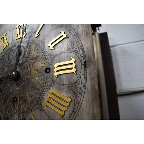 72 - An impressive Gothic revival Victorian clock, the silvered circular dial having gilt brass Gothic Ro... 