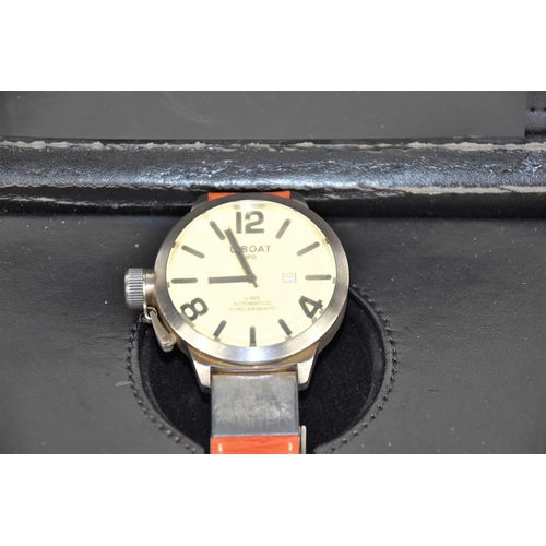 75 - A U-Boat U-925 automatic wristwatch, limited edition No245, sterling silver case, with original box ... 