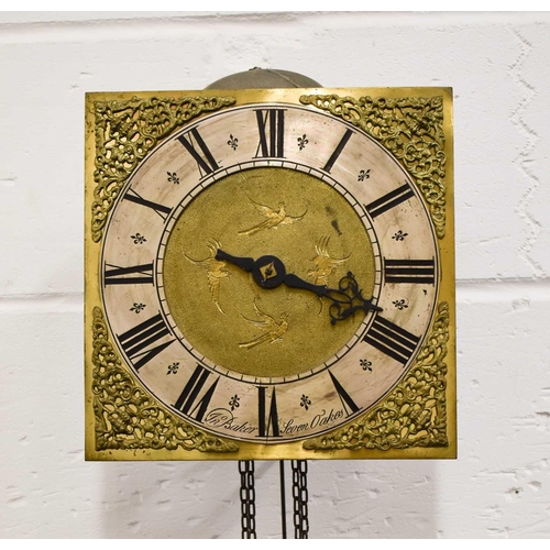 8 - An 18th century John Baker of Sevenoaks hook and spike wall clock, ten inch brass square dial with s... 