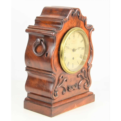 1 - A mid 19th century J. Vassalli of Scarbro bracket clock in a carved mahogany case, single fusee move... 