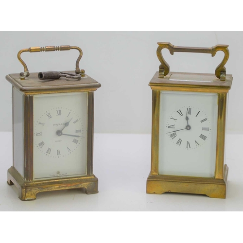 122 - Two brass cased carriage clock to include a Bayard 8 day example.