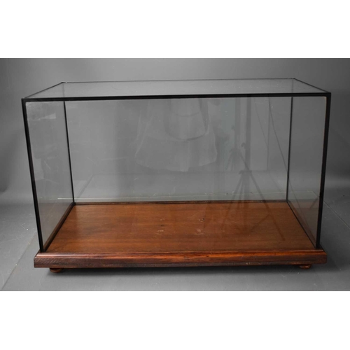 188 - A glass and wooden model display case, 39cm by 60cm by 30cm