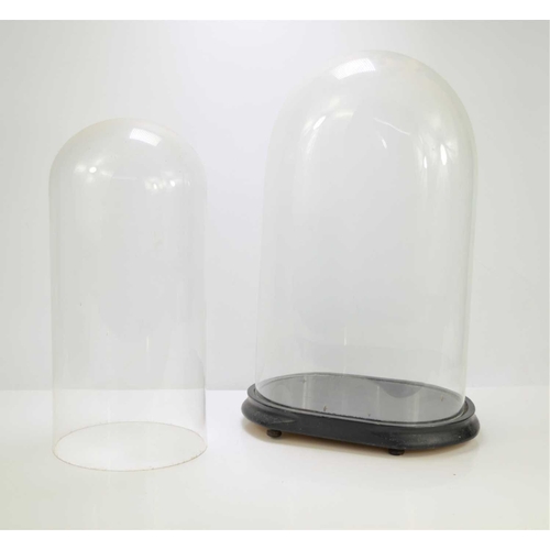 190 - Two Victorian glass domes, one circular the other oval, no base for circular example.