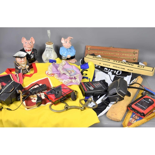 194 - A group of collectable items to include vintage football shirt, Agfa camera, Sanyo personal stereo, ... 