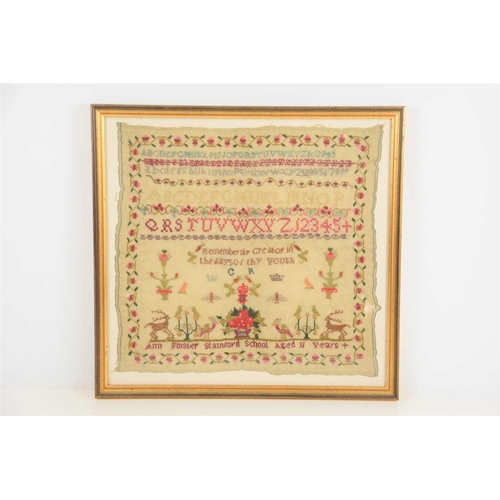 205 - Local Interest: A Victorian sampler by Ann Foster Stamford School aged 11 years, with a verse from t... 