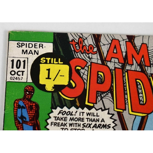 245 - Marvel Comics: The Amazing Spiderman issues numbers 100, 101 and 102, number 101 features the first ... 